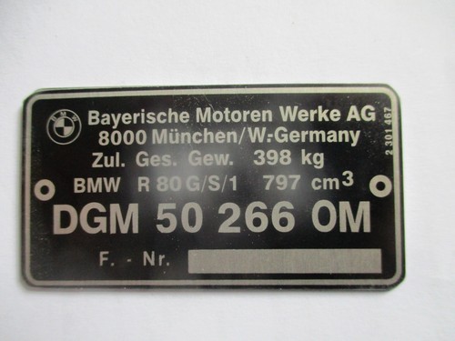 Targhetta dati bmw g s - targhetta, g/s